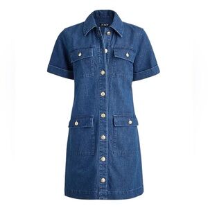 J.Crew Utility Gold Button Pocket Dress in Dusk Blue Denim